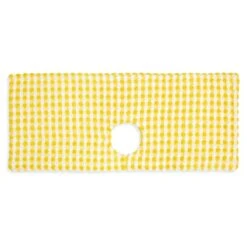 Cackleberry Home Gingham Check Terrycloth Kitchen Sink Faucet Drip Catcher Water Splash Guard Absorbent Countertop Mat, 24 X 6.5 Inches (Lemon Yellow)