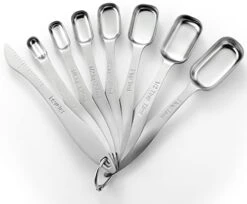 Heavy Duty Stainless Steel Metal Measuring Spoons For Dry Or Liquid, Fits In Spice Jar, Set Of 8