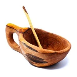 Reclaimed Olive Wood Salt And Spice Pot With Spoon - Kenya
