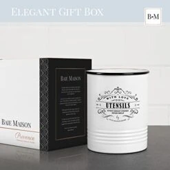 Large Kitchen Utensil Holder For Countertop - Farmhouse Kitchen Tools Storage Organizer Utensil Crock - White Cooking Utensil Holder For Kitchen Counter - Utensil Caddy Jar Spatula Holder -Peugeot Shop 41gGb16jLLL