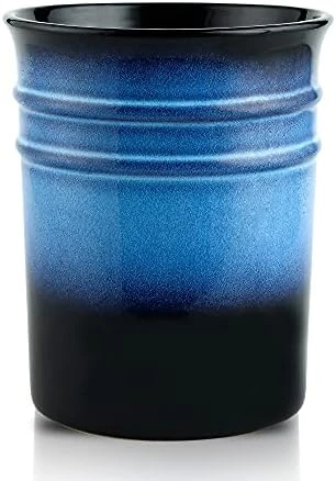 Nihow Kitchen Utensil Holder: 7.2 Inch Extra Large Ceramic Utensil Holder For Countertop - Stable Utensil Crock For Kitchen Counter Decor - Elegant Blue & Black (1PC) 5 Nihow Kitchen Utensil Holder: 7.2 Inch Extra Large Ceramic Utensil Holder For Countertop - Stable Utensil Crock For Kitchen Counter Decor - Elegant Blue & Black (1PC) - Image 5