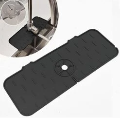 Silicone Faucet Mat,Sink Splash Guard,Silicone Faucet Handle Drip Catcher Mat,Kitchen Faucet Handle Drip Catcher Mat,Foldable Silicone Faucet Splash Water Catcher Mat (Black) 9 Silicone Faucet Mat,Sink Splash Guard,Silicone Faucet Handle Drip Catcher Mat,Kitchen Faucet Handle Drip Catcher Mat,Foldable Silicone Faucet Splash Water Catcher Mat (Black) -Peugeot Shop 41gSrM1d5gL. AC