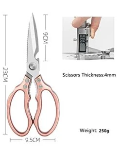 Multi-Purpose Kitchen Scissors, Chicken Bone Food Household Tools，Heavy Duty Shears For Meat, Seafood, Chicken, Vegetables, BBQ, Bottle Opener (Rosegold) -Peugeot Shop 41gVGZYbSOL