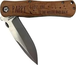 Pappy - I Love You To The Moon And Back Stainless Steel Folding Pocket Knife With Clip, Wood -Peugeot Shop 41gay67vn6L. AC
