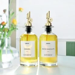 Olive Oil Dispenser Glass Bottle For Kitchen 2pack, Coffee Syrup Or Mouthwash Dispenser W. Weighted Pourer Spout& Funnel &35pcs Labels, Vinegar Cooking Dispenser Olive Oil Cruet Container , 350mL -Peugeot Shop 41gcS9KrkBL. AC