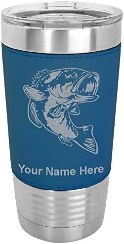 20oz Vacuum Insulated Tumbler Mug, Bass Fish, Personalized Engraving Included (Faux Leather, Gray) 8 20oz Vacuum Insulated Tumbler Mug, Bass Fish, Personalized Engraving Included (Faux Leather, Gray) - Image 8