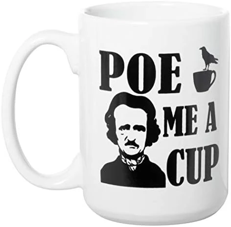 (Edgar Allan) Poe Me A Cup - Large Black Inlay 15 Oz Double-Sided Coffee Tea Mug (White/Black Inside) 4 (Edgar Allan) Poe Me A Cup - Large Black Inlay 15 Oz Double-Sided Coffee Tea Mug (White/Black Inside) - Image 4