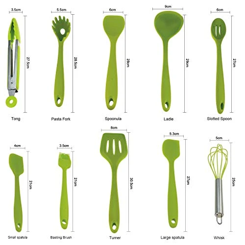10pcs Silicone Utensils Set, Heat-Resistant, Non-Stick, Safety Health, Silicone Baking Kitchen Cooking Tool Sets (Green) 1 10pcs Silicone Utensils Set, Heat-Resistant, Non-Stick, Safety Health, Silicone Baking Kitchen Cooking Tool Sets (Green)