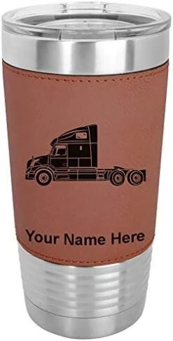 20oz Vacuum Insulated Tumbler Mug, Truck Cab, Personalized Engraving Included (Faux Leather, Black) -Peugeot Shop 41glbEzi OL. AC