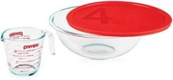 Pyrex Smart Essentials 3-Piece Glass Prep Set, 4-QT Glass Mixing Bowl With Lid And 2-Cup Measuring Cup, Dishwasher, Microwave And Freezer Safe, Essential Kitchen Tools -Peugeot Shop 41gnDNQWzkL. AC