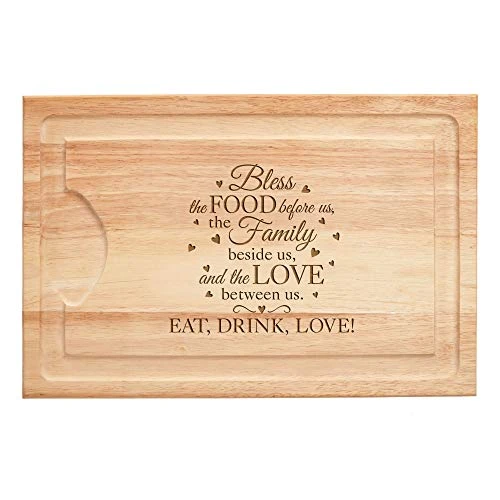 Personalized Maple Wood Cutting Board - Custom Bless This Food - Family Name Engraved On 12" W X 17" L X 3/4" H North American Maple - Made In USA 1 Personalized Maple Wood Cutting Board - Custom Bless This Food - Family Name Engraved On 12" W X 17" L X 3/4" H North American Maple - Made In USA