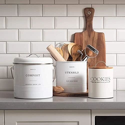 Farmhouse Kitchen Utensil Holder (Jumbo Size - 7" X 7”) - Large Utensil Caddy For Countertop, Utensil Holder For Kitchen Counter Decor, Utensil Organizer (White) 5 Farmhouse Kitchen Utensil Holder (Jumbo Size - 7" X 7”) - Large Utensil Caddy For Countertop, Utensil Holder For Kitchen Counter Decor, Utensil Organizer (White) - Image 5