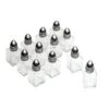 (Case Of 48) Mini Salt & Pepper Shakers Shaker, Cube Shape, Polished Chrome Top, Glass Body