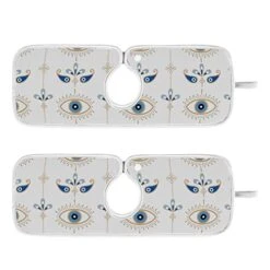 Kcldeci 2 Pack Faucet Mat Splash Guard For Kitchen Sink,Blue White Eyes 23x5 Inch Faucet Handle Drip Catcher Tray Absorbent Mat Fast Dry Mat For Kitchen, Bathroom