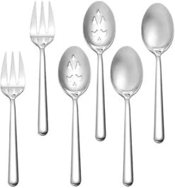 Serving Spoon X 2,Slotted Serving Spoon X 2,Serving Forks X 2,RTT 9 Inch Stainless Steel Catering Serving Utensils For Party Buffet Dinner Banquet Cooking Kitchen Basics,Mirror Finish Flatware
