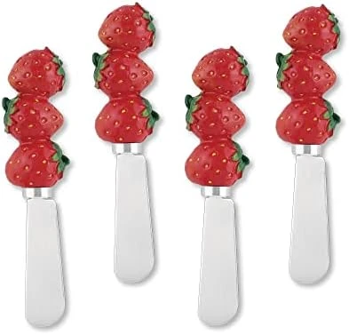 Cheese And Butter Spreader Knives 4-Piece Hand Painted Resin Handle With Stainless Steel Blade Multipurpose Cheese Spreader Set (Blueberry) 12 Cheese And Butter Spreader Knives 4-Piece Hand Painted Resin Handle With Stainless Steel Blade Multipurpose Cheese Spreader Set (Blueberry) - Image 12