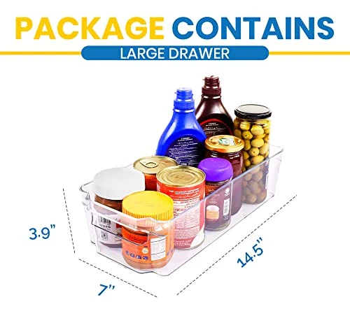 Large Pantry Organizer - Set Of 8 Refrigerator Organizer Bins - Fridge Organizer For Freezers, Kitchen Countertops And Cabinets - BPA Free (Clear) 3 Large Pantry Organizer - Set Of 8 Refrigerator Organizer Bins - Fridge Organizer For Freezers, Kitchen Countertops And Cabinets - BPA Free (Clear) - Image 3