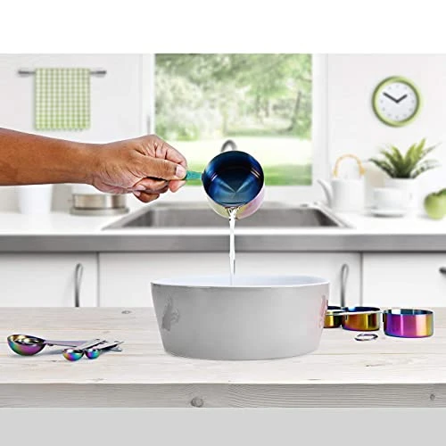 Rainbow Metal Measuring Cups And Spoons Set (9 Piece, Titanium-Coated Stainless Steel) – Iridescent Kitchen Accessories – Neo Chrome, Oil Slick Décor – Unique Housewarming, Bridal Shower, Wedding Gift 3 Rainbow Metal Measuring Cups And Spoons Set (9 Piece, Titanium-Coated Stainless Steel) – Iridescent Kitchen Accessories – Neo Chrome, Oil Slick Décor – Unique Housewarming, Bridal Shower, Wedding Gift - Image 3