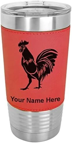 20oz Vacuum Insulated Tumbler Mug, Rooster, Personalized Engraving Included (Faux Leather, Rustic) -Peugeot Shop 41hQKBqE2nL. AC