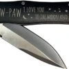 PawPaw - I Love You To The Moon And Back Stainless Steel Folding Pocket Knife With Clip, Black