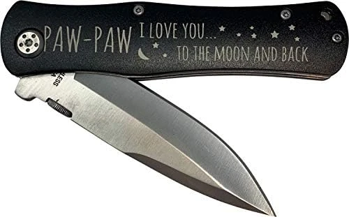 PawPaw - I Love You To The Moon And Back Stainless Steel Folding Pocket Knife With Clip, Black 3 PawPaw - I Love You To The Moon And Back Stainless Steel Folding Pocket Knife With Clip, Black - Image 3