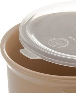 Round Storage Container With Lid, 1.2 Quart Crock, Beige -Peugeot Shop 41hQnj3894L