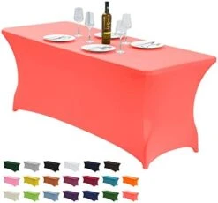 6FT Stretch Spandex Table Cover For Rectangular Fitted Folding Tables, Wrinkle Resistant, Elastic Stretchable Patio Tablecloth Protector For Party, Banquet, Wedding And Events (Black) -Peugeot Shop 41hR1o4a24L. AC