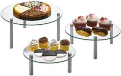 3 Tier Round Tempered Glass Display Stand 9, 11, 13” For Cake, Cupcakes, Desserts, Bakery, Appetizers – Set Of 3 Glass Retail Display Raiser. (Clear) 5 3 Tier Round Tempered Glass Display Stand 9, 11, 13” For Cake, Cupcakes, Desserts, Bakery, Appetizers – Set Of 3 Glass Retail Display Raiser. (Clear) -Peugeot Shop 41hSbFi CxL. AC