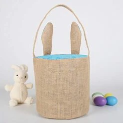 Egg Basket Holiday Rabbit Bunny Printed Canvas Gift Carry Eggs Candy Bag - HHmei Rabbit Bag, Rabbit, Rabbit Storage Bag (White) -Peugeot Shop 41hUTjij4qL