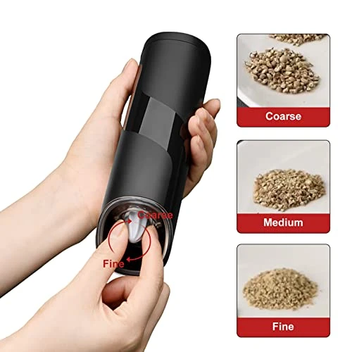 Gravity Electric Salt Or Pepper Grinder, Battery Operated Automatic Pepper Mill With LED Light, Adjustable Coarseness (Black-1 Pack) 4 Gravity Electric Salt Or Pepper Grinder, Battery Operated Automatic Pepper Mill With LED Light, Adjustable Coarseness (Black-1 Pack) - Image 4