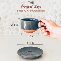 Ora Ceramics 8oz Cappuccino Mug Set Of 4 - Ceramic Coffee Cups With Saucers - Microwave And Dishwasher Safe, Perfect For Tea, Espresso, Latte - Porcelain Mugs For Kitchen Or Cafe - Assorted Neutrals