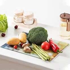 Glass Cutting Board, 16 * 12 Inch Set Of 1 Tempered Glass Cutting Board, Decorative Square Marble Chopping Board For Kitchen, Scratch, Heat, Shatter Resistant Cutting Mat (Mosaic) -Peugeot Shop 41hefa00rEL