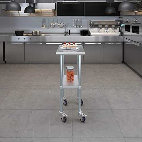 24" X 15" Stainless Steel Work Table With Casters | Heavy Duty Metal Utility Table On Wheels | Kitchen Island Cart 5 24" X 15" Stainless Steel Work Table With Casters | Heavy Duty Metal Utility Table On Wheels | Kitchen Island Cart - Image 5
