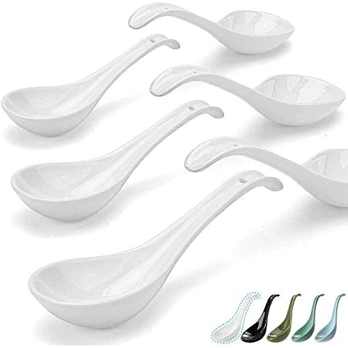 Bright White 6.75 Inch Asian Soup Spoons Set Of 6, Ultra-fine Porcelain Tablespoon, Chinese/Japanese Kitchen Soup Spoons For Cereal, Small Spoons For Ramen Pho - Deep Oval Hook Design 1 Bright White 6.75 Inch Asian Soup Spoons Set Of 6, Ultra-fine Porcelain Tablespoon, Chinese/Japanese Kitchen Soup Spoons For Cereal, Small Spoons For Ramen Pho - Deep Oval Hook Design