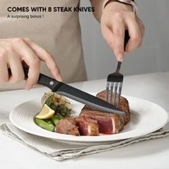 48-Piece Matte Black Silverware Set With Steak Knives For 8, Food-Grade Stainless Steel Flatware Set, Includes Spoons Forks Knives, Kitchen Cutlery For Home Office Restaurant Hotel 9 48-Piece Matte Black Silverware Set With Steak Knives For 8, Food-Grade Stainless Steel Flatware Set, Includes Spoons Forks Knives, Kitchen Cutlery For Home Office Restaurant Hotel -Peugeot Shop 41huPtLgo2L