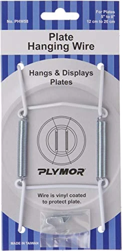 Plymor White Vinyl Finish Mountable Plate Hanger, 4.625" H X 2.5" W X 0.5" D (For Plates 5" - 8"), Pack Of 6