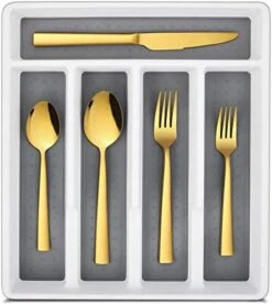 20-Piece Black Silverware Set With Tray, Stainless Steel Square Flatware Cutlery Set For 4, Black Eating Utensils For Home Restaurant, Dishwasher Safe, Mirror Finished -Peugeot Shop 41i7IrWbVbL. AC