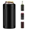4 In 1 Slim Can Cooler For 12 OZ Skinny Can, Regular Can & Beer Bottle, Keep Cold For 6 Hours, Double Walled Stainless Steel Vacuum Beverage Can Insulator(Black)