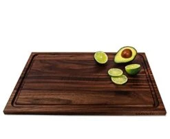 Large Edge Grain Walnut Cutting Board With Juice Groove By Kurouto -17x11 - Made In USA