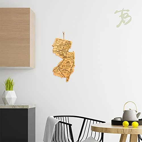 Destination New Jersey State Shaped Serving And Cutting Board, Includes Hang Tie For Wall Display 2 Destination New Jersey State Shaped Serving And Cutting Board, Includes Hang Tie For Wall Display - Image 2