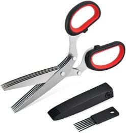 Herb Scissors, Multipurpose Cutting Shears With 5 Blade Kitchen Salad Scissors, Safety Cover And Cleaning Comb For Chopping Cilantro Onion Basil Chive Parsley, Black 10 Herb Scissors, Multipurpose Cutting Shears With 5 Blade Kitchen Salad Scissors, Safety Cover And Cleaning Comb For Chopping Cilantro Onion Basil Chive Parsley, Black -Peugeot Shop 41iFHig4v L. AC