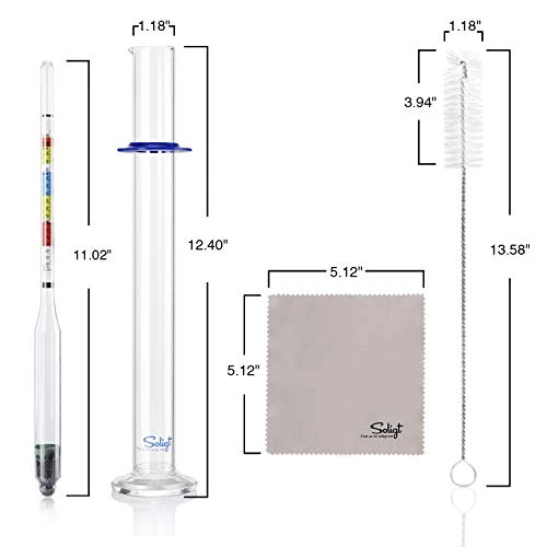 SOLIGT Triple Scale Hydrometer And Glass Test Jar For Wine, Beer, Mead & Cider - ABV, Brix And Gravity Test Kit 4 SOLIGT Triple Scale Hydrometer And Glass Test Jar For Wine, Beer, Mead & Cider - ABV, Brix And Gravity Test Kit - Image 4