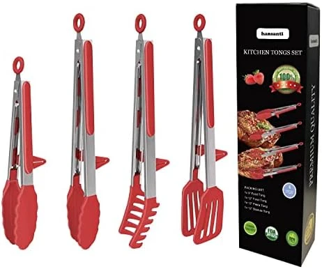 4 Pack Silicone Kitchen Cooking Tongs Set, Stainless Steel Nonstick Food Tong With BPA Free Silicone Tips For Serving Pasta Spaghetti Steak Pie Pizza Salad Vegetable Fruit Grilling BBQ Buffet 9" & 12" 8 4 Pack Silicone Kitchen Cooking Tongs Set, Stainless Steel Nonstick Food Tong With BPA Free Silicone Tips For Serving Pasta Spaghetti Steak Pie Pizza Salad Vegetable Fruit Grilling BBQ Buffet 9" & 12" - Image 8