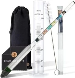Rewer's Elite Hydrometer & Plastic Test Jar - For Home Brew Beer, Wine, Mead And Kombucha - Deluxe Triple Scale Set, Hardcase And Cloth - Specific Gravity ABV Tester