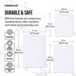 Plastic Cutting Board Set, Dishwasher- Safe Poly Chopping Board For Kitchen With Easy Grip Handles, Set Of 3, White -Peugeot Shop 41iLeLVgXeL