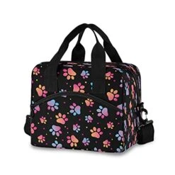 Insulated Lunch Bag Reusable Lunch Box Lunch Cooler Tote Bags Dog Paw Print Adult Durable Water-Resistant Lunch Boxes For Women & Men