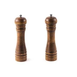 Pepper Grinder – 2 Pcs Pepper Mill, Ceramic Mill With Strong Adjustable Solid Wooden Grinder (8 Inch) By TOPODO