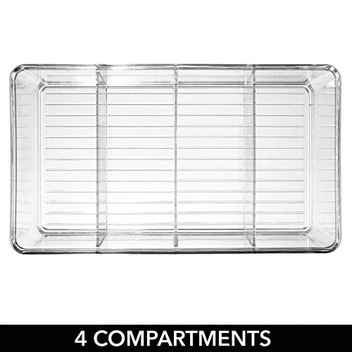 MDesign Plastic Food Storage Organizer Bin Box Container - 4 Compartment Holder For Packets, Pouches, Ideal For Kitchen, Pantry, Fridge, Countertop Organization - 4 Pack - Clear 4 MDesign Plastic Food Storage Organizer Bin Box Container - 4 Compartment Holder For Packets, Pouches, Ideal For Kitchen, Pantry, Fridge, Countertop Organization - 4 Pack - Clear - Image 4