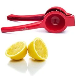 Aluminum Lemon Squeezer, Citrus Juicer - Commercial Grade Aluminium Lemon Juicer - Ergonomic Hand Juicer (Red) - Essential Kitchen Supply