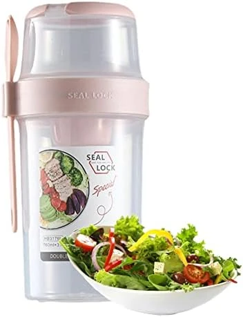 Salad Meal Shaker Cup, 560ml 2 Layers Fresh Salad Cup With Fork & Salad Dressing Holder, Portable Fruit Vegetable Salad Container For School Office (Blue) 9 Salad Meal Shaker Cup, 560ml 2 Layers Fresh Salad Cup With Fork & Salad Dressing Holder, Portable Fruit Vegetable Salad Container For School Office (Blue) - Image 9
